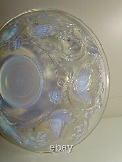 BELLE COUPE VERRE OPALESCENT signée EZAN déco OISEAUX en EPAISSEUR ART DECO D