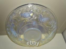 BELLE COUPE VERRE OPALESCENT signée EZAN déco OISEAUX en EPAISSEUR ART DECO D