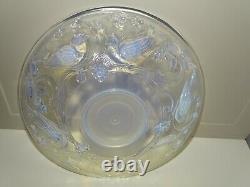 BELLE COUPE VERRE OPALESCENT signée EZAN déco OISEAUX en EPAISSEUR ART DECO D