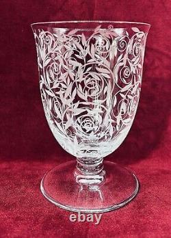 Baccarat Golf Juan 6 Water Glasses Verres A Eau Cristal Grave Fleurs Art Deco B