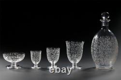 Baccarat Golf Juan 6 Water Glasses Verres A Eau Cristal Grave Fleurs Art Deco B