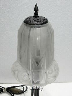 Belle LAMPE CHAMPIGNON en Fer forgé et Pâte de Verre 1930