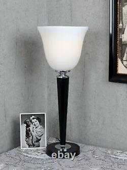 Bois Mazda Lampe noire Lampe de Table Art Déco 62cm verre abat-jour neuf lumière