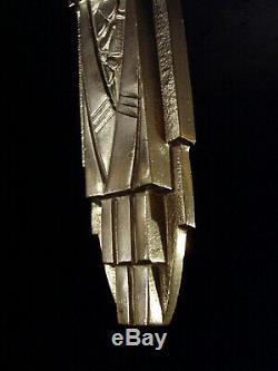 C. Jamain Applique Art Déco En Bronze Nickelé Et Tulipe En Verre Pressé 1930