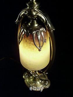 C. Ranc & Schneider Lampe Art Déco En Bronze Et Tulipe En Pte De Verre 1930