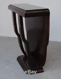 Console bois noirci 1930 art déco dessus verre