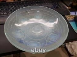 Coupe art déco verre opalescent, signée Ezan(Ezanville), D 24cm, H 6,5cm