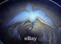 Coupe verre pressé moulé opalescent Verlys Art-déco oiseaux poissons Réf/A24/8