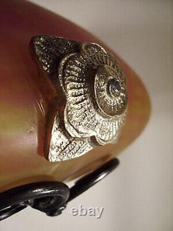 DAUM? NANCY lampe champignon fer forgé & bronze, pâte de verre 1920/1925