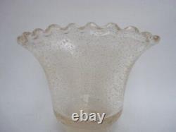 DAUM Vase verre bullé jaune paille Art déco (13598)