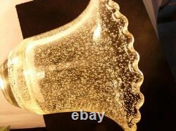 DAUM Vase verre bullé jaune paille Art déco (13598)