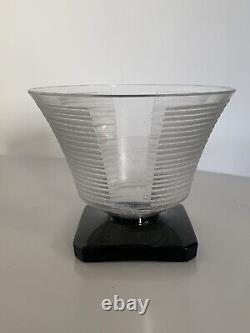 Daum Nancy France vase coupe Art deco en verre dégagé a l'acide