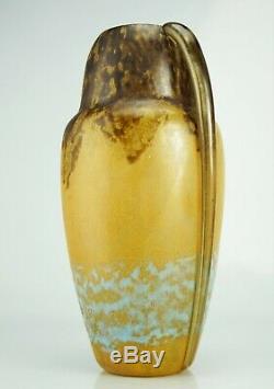 Daum Nancy Rare Vase Marmoréen Avec Applications à Chaud Pâte de Verre Art Déco