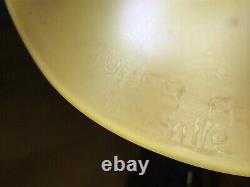 Daum lampe signée Muller Frères Luneville en pâte de verre et fer forgé
