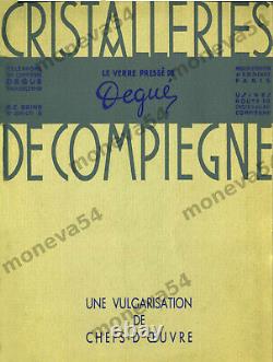 Degué Paire Dappliques Art Déco Modernistes Verre Pressé & Laiton Argenté 1930