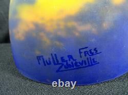 Dome globe obus de lampe pate de verre signé MULLER FRES LUNEVILLE