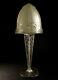 E. Marron & Hanots Grande Lampe Art Déco Fer Forgé & Obus En Verre Pressé 1930