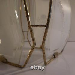 Eclairage lustre suspension métal doré verre vintage art déco France N2341