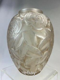 Elegant Vase Art Deco Signe Arvers Verre Patine Andre Delatte 1925 Parfait Etat