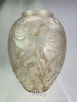 Elegant Vase Art Deco Signe Arvers Verre Patine Andre Delatte 1925 Parfait Etat