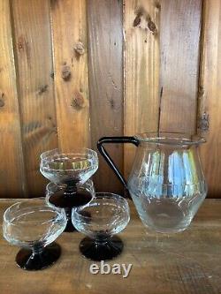 Ensemble de verres Art Déco 4 x coupes à champagne, 5 x verres à vin et carafe