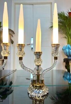 Girandoles Art Déco Paire de lampes Fausses bougies en Opaline Blanche