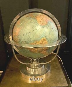 Globe terrestre Reveto art deco Forest-bronze nickelé-globe lumineux en verre