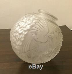 Grand Globe De Lampe Suspension Lustre Art Déco Muller Freres Aux Paons