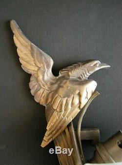 Grande Applique Lampe Art Deco Verre Bronze Oiseaux Sconce Daum Lorrain Nancy
