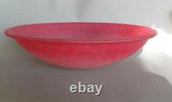 Grande vasque en pâte de verre signée Schneider art déco Nancy luminaire rose