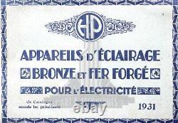 H. Petitot & Muller Frères Plafonnier Art Déco En Bronze Nickelé Et Globe 1930