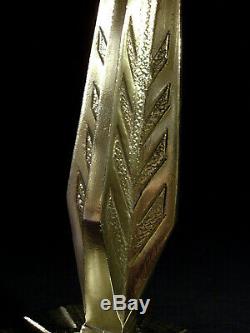 Hettier & Vincent Lampe Art Déco En Bronze & Tulipe En Verre Pressé Signée 1930