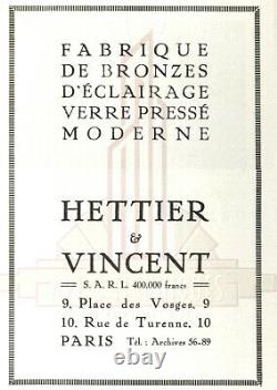 Hettier & Vincent Paire Dappliques Art Déco Et Verre Pressé Et Bronze Nickelé