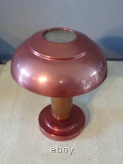 LAMPE de table CHAMPIGNON CUIVRE-BOIS-VERRE-ART DéCO DESIGN 1920-50-ANCIEN