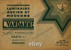 L. Vandamme & Ejg Lustre Art Déco En Bronze Nickelé Et Verreries Pressées 1930