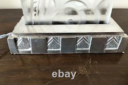 Lampe ART DECO plaque verre moulé pressé 1930 DLG Lalique Sabino Etling paire po