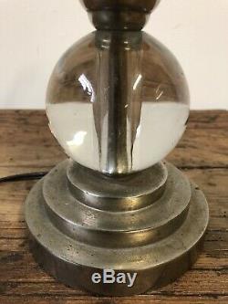Lampe Adnet Verre Chrome Art Deco Design Vintage Ancien Lamp Glass