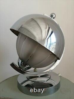Lampe Art-Déco Moderniste circa 1930 Chrome et Verre Sablé éra Adnet