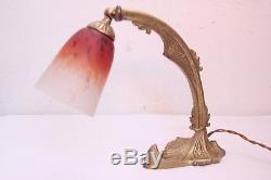 Lampe Art Deco Pate De Verre Schneider Bronze Lustre Muller Degue Daum