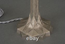 Lampe Art déco 1930 Bronze argenté et verre pressé moulé H5089