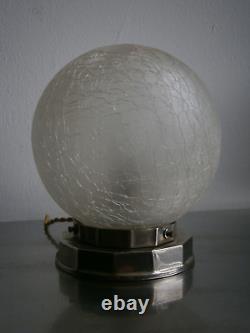 Lampe Boule Art Déco Verre crispé Chrome Luminaire 1930 Moderniste Ancien