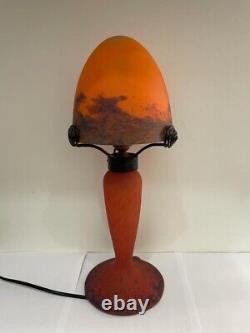 Lampe MULLER 1920 champignon Art Deco, verre, non signé, 40 cm