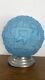 Lampe Plafonnier Art Déco Globe En Pâte De Verre Bleue Pressé Moulé 1930