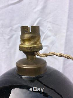 Lampe boule opaline noir Jacques Adnet 1930