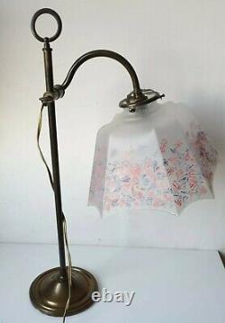 Lampe bureau inclinable reglable ancienne rotule metal et verre art deco 1900