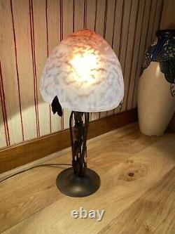 Lampe champignon pâte de verre Fer forgé Art Déco Style Gallé