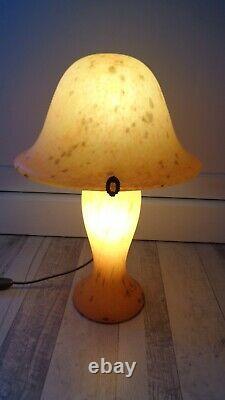 Lampe champignon pate de verre jaune orangé très bon état
