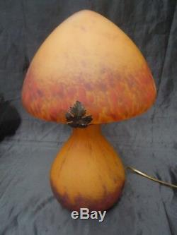 Lampe champignon pâte verre La Rochère lampe style art deco