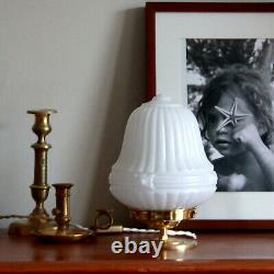 Lampe chevet appoint laiton globe verre blanc art déco ancien vintage décoration