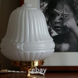 Lampe chevet appoint laiton globe verre blanc art déco ancien vintage décoration